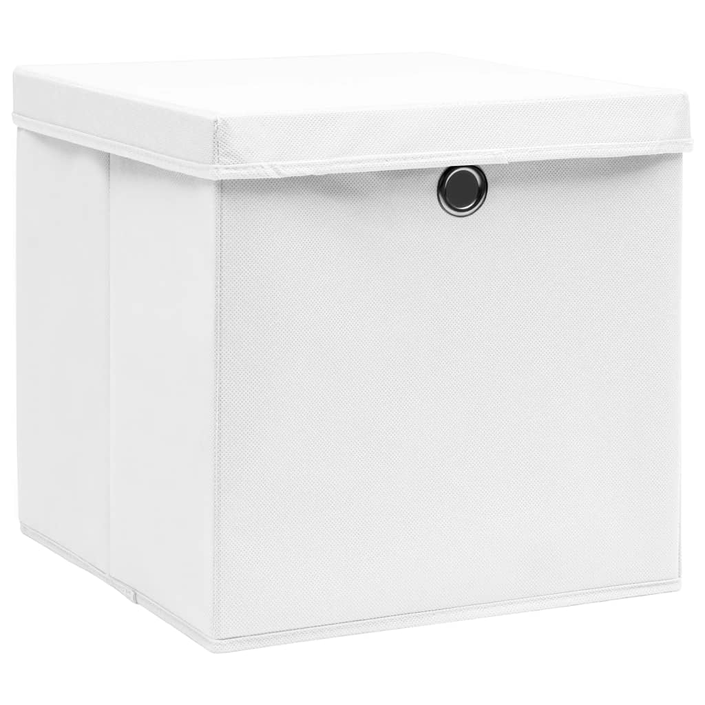 vidaXL Kutije za pohranu s poklopcima 4 kom 28 x 28 x 28 cm bijele