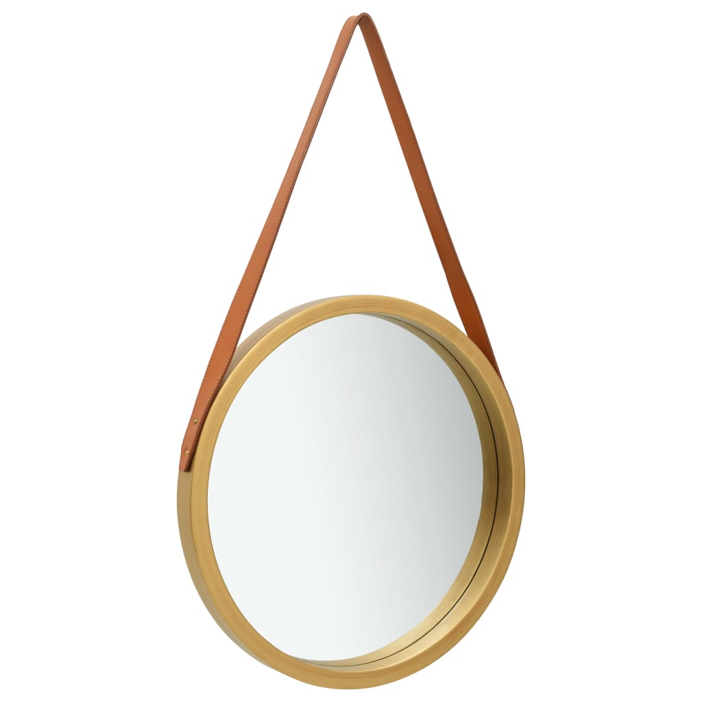 vidaXL Zidno ogledalo s remenom 40 cm zlatno