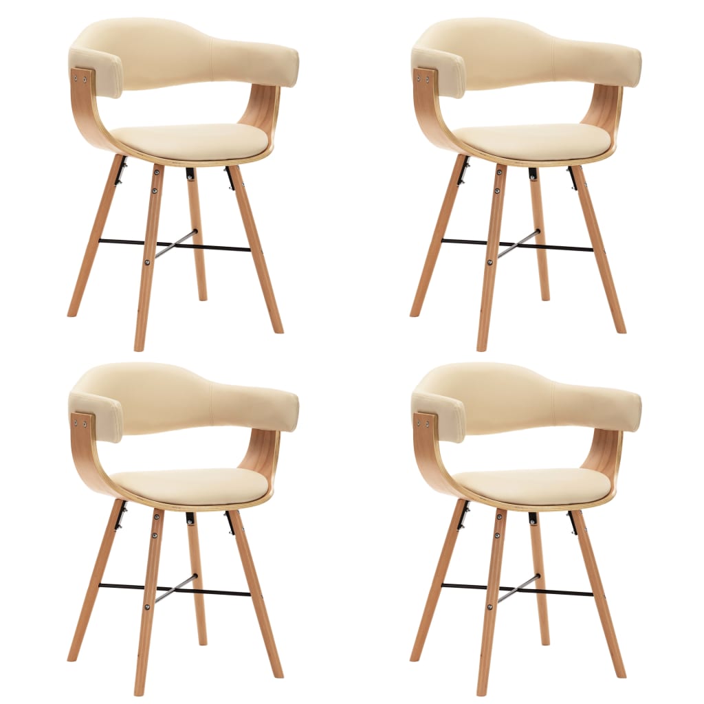 vidaXL Blagovaonske stolice od umjetne kože i drva 4 kom krem