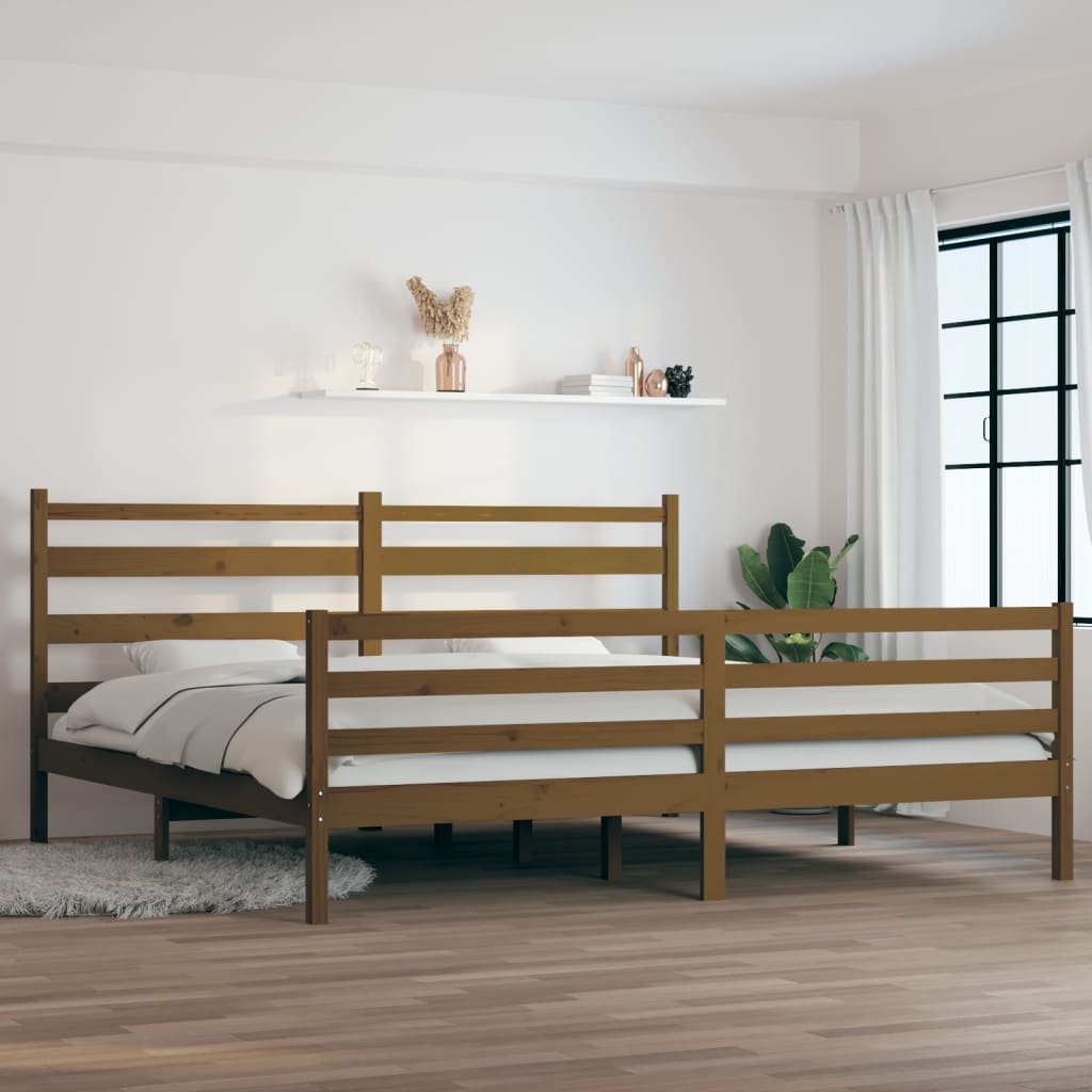 vidaXL Okvir za krevet od masivne borovine 200x200 cm smeđa boja meda