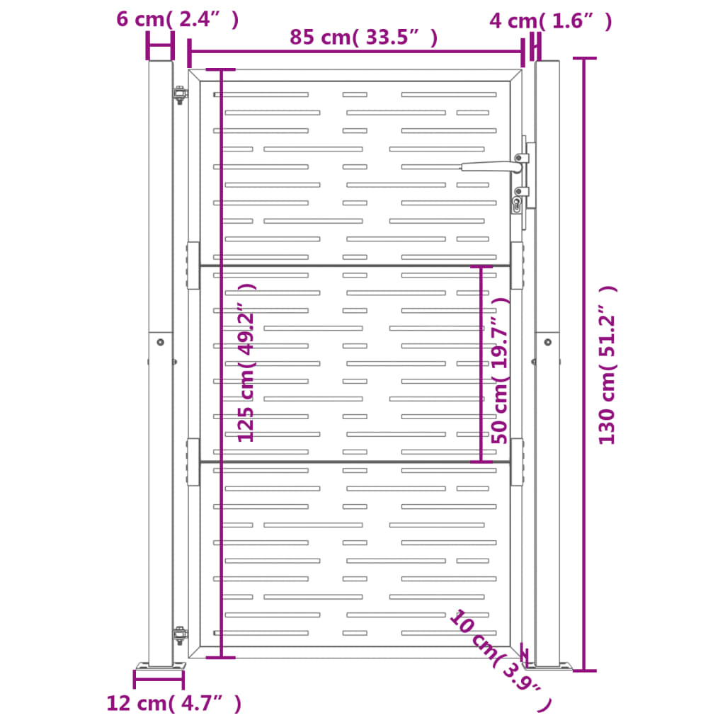 vidaXL Vrtna vrata 105 x 130 cm od čelika COR-TEN četvrtasti dizajn