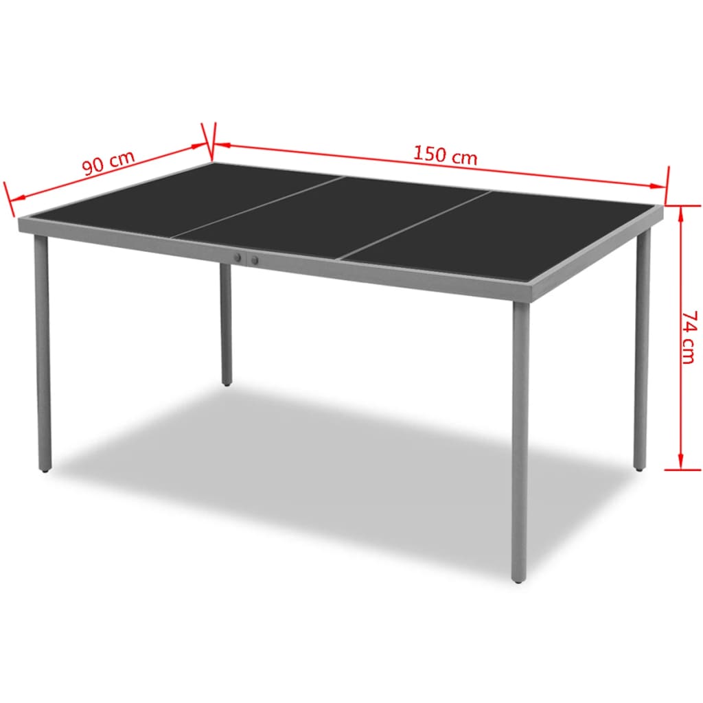 vidaXL Vrtni stol 150 x 90 x 74 cm crni čelični