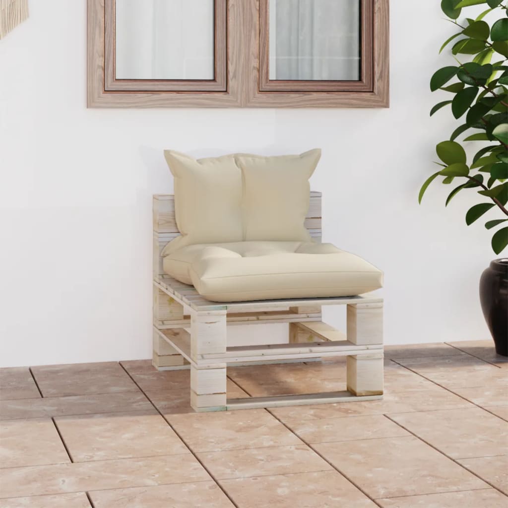 vidaXL Srednja vrtna sofa od paleta od borovine s jastucima
