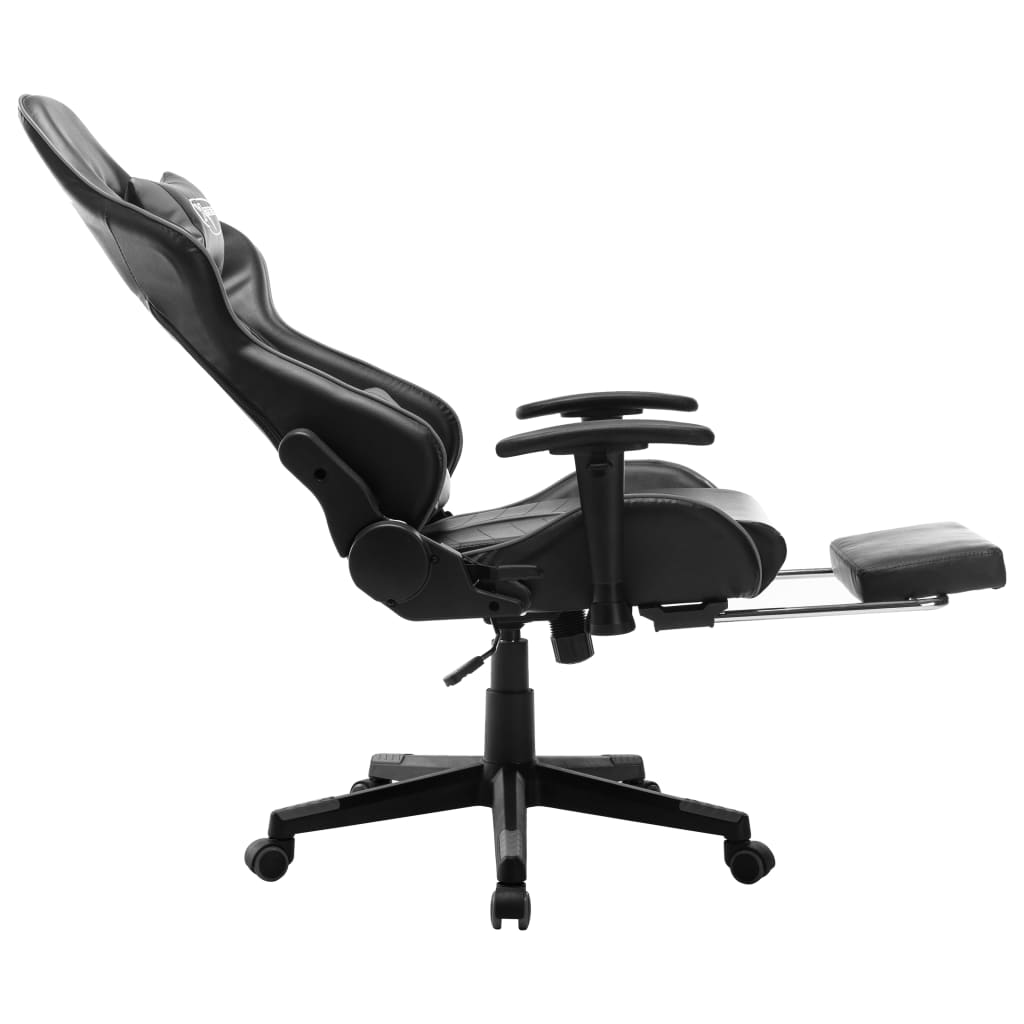 vidaXL Igraća stolica od umjetne kože s osloncem za noge crno-siva