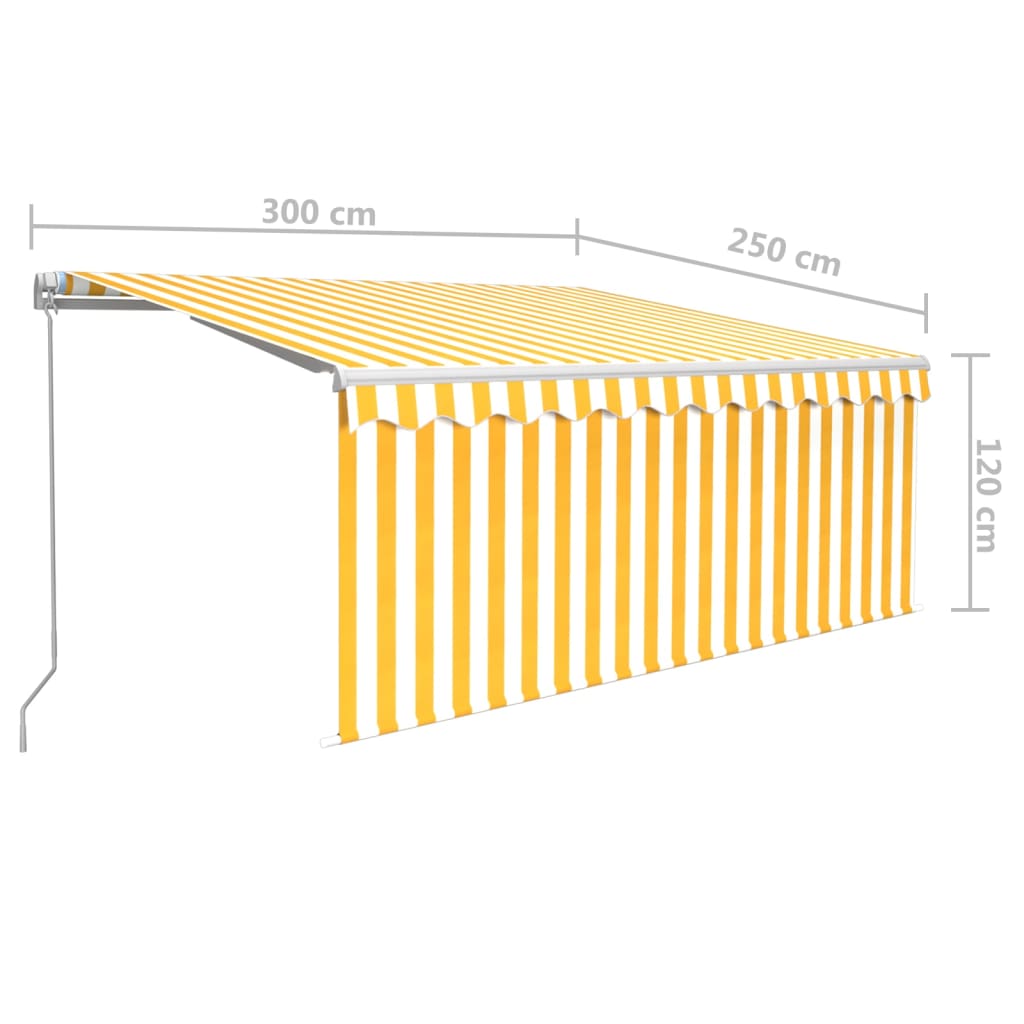 vidaXL Tenda na ručno uvlačenje s roletom 3 x 2,5 m žuto-bijela
