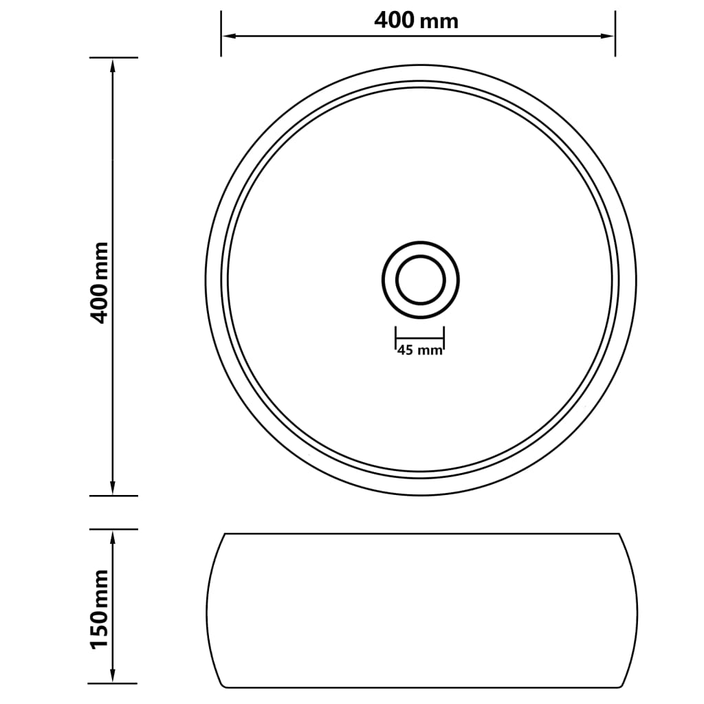 vidaXL Luksuzni okrugli umivaonik mat crni 40 x 15 cm keramički