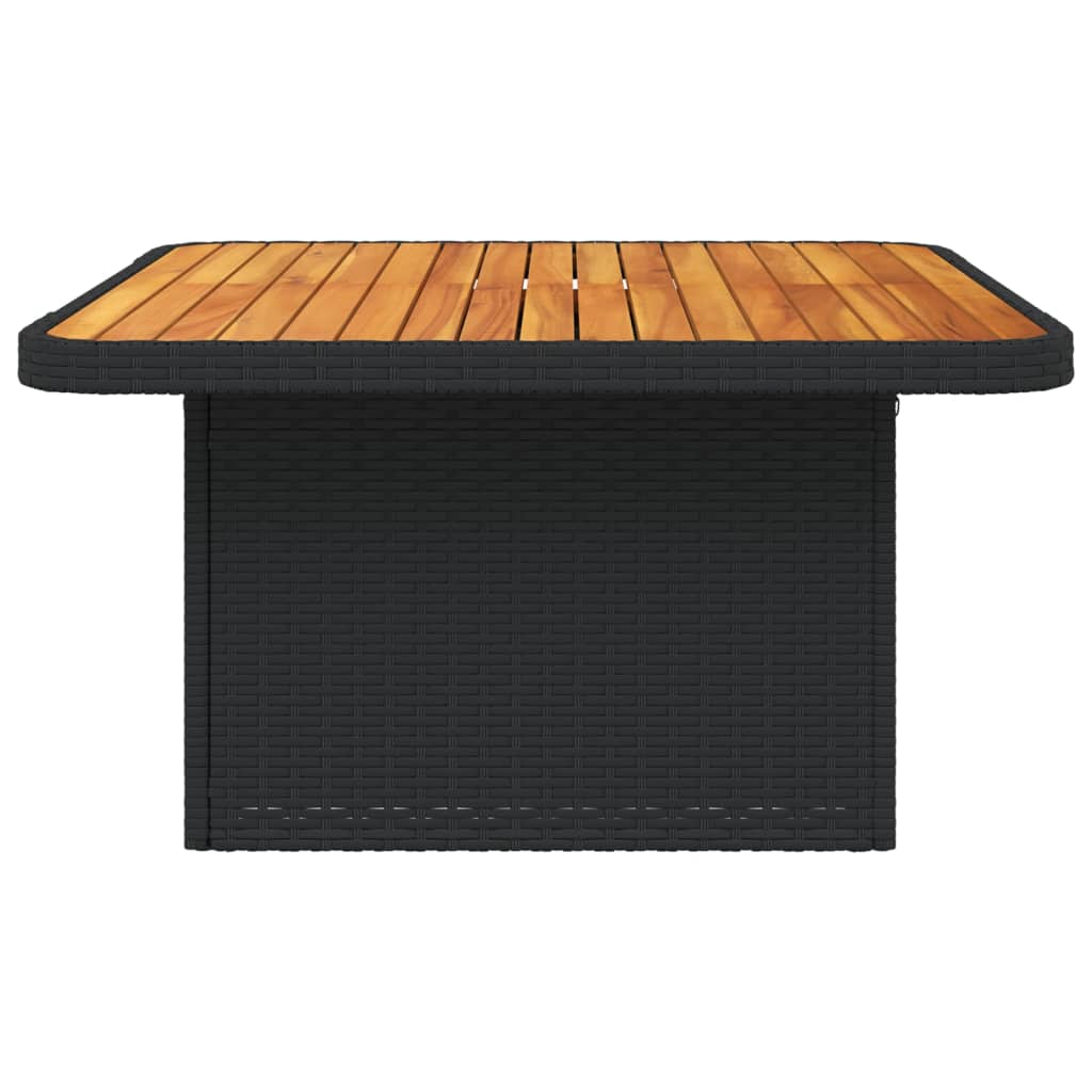 vidaXL Vrtni stol crni 80 x 80 x 71 cm od poliratana i bagremovog drva