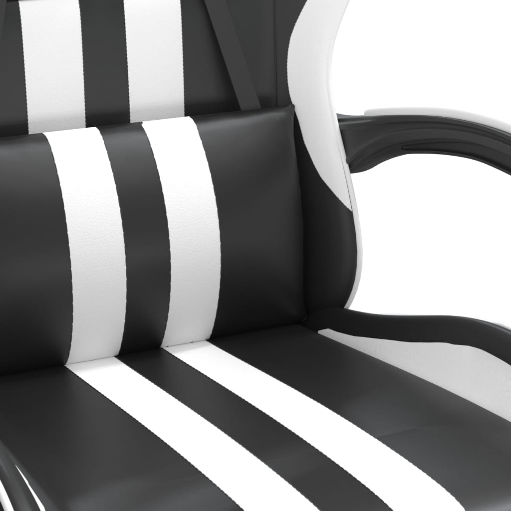 vidaXL Okretna igraća stolica s osloncem crno-bijela od umjetne kože
