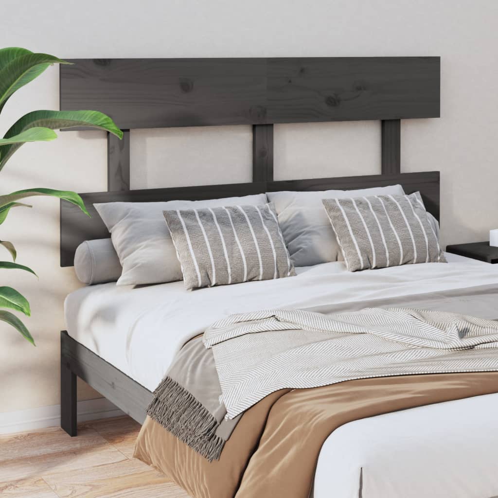 vidaXL Uzglavlje za krevet sivo 124 x 3 x 81 cm od masivne borovine