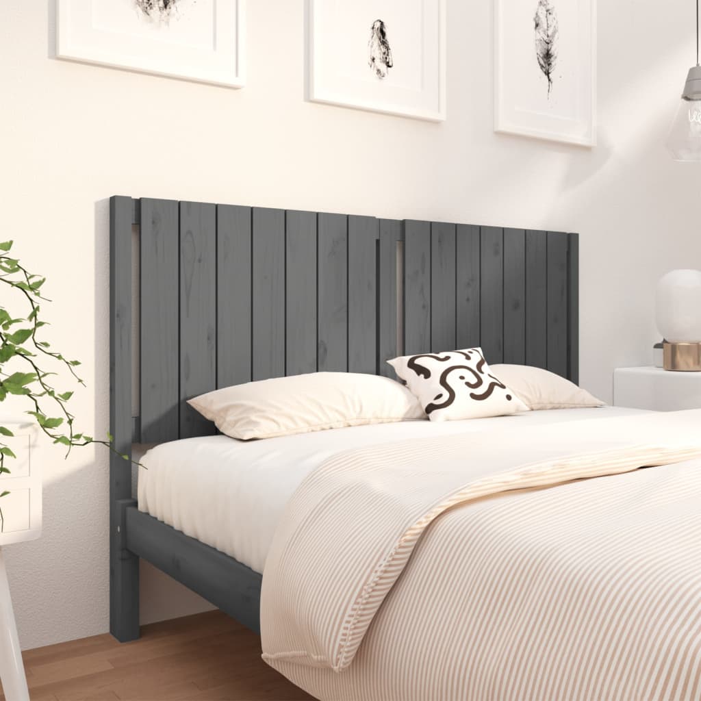 vidaXL Uzglavlje za krevet sivo 155,5 x 4 x 100 cm od masivne borovine