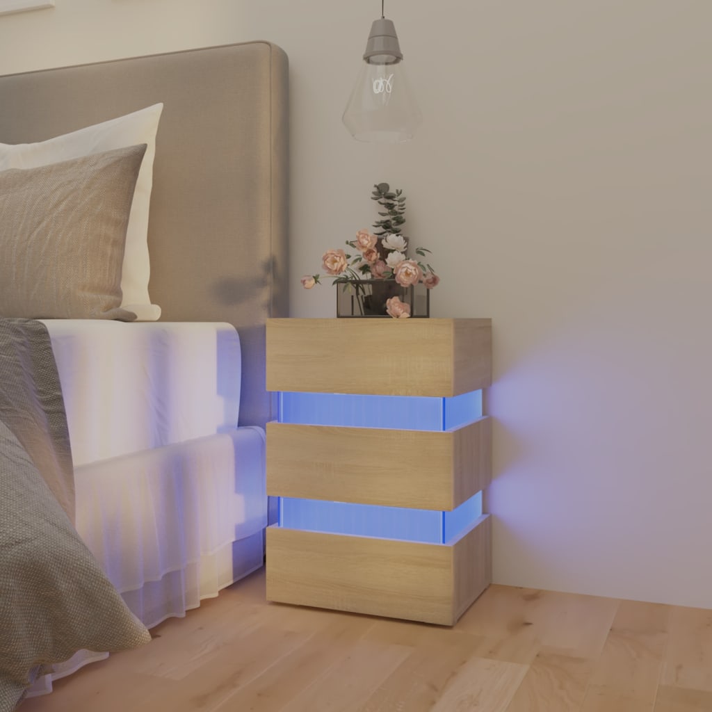 vidaXL LED noćni ormarić boja hrasta 45 x 35 x 67 konstruirano drvo