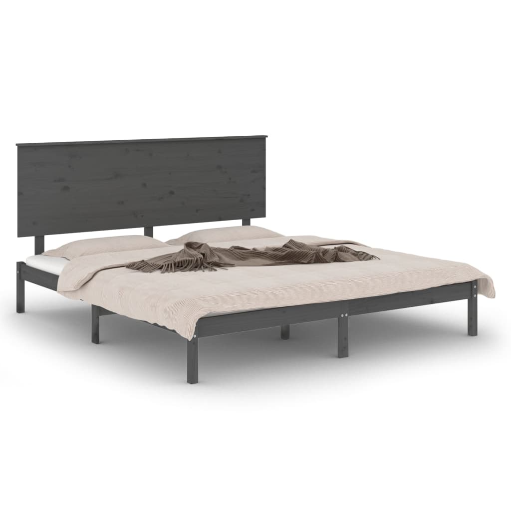 vidaXL Okvir za krevet od masivnog drva sivi 180x200 cm 6FT veliki