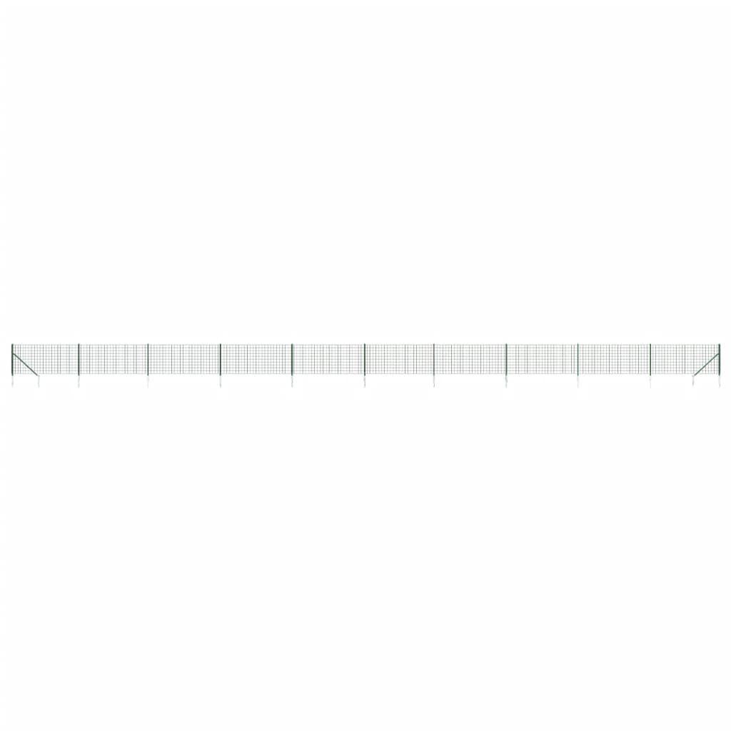 vidaXL Ograda od žičane mreže sa šiljastim držačima zelena 0,8 x 25 m