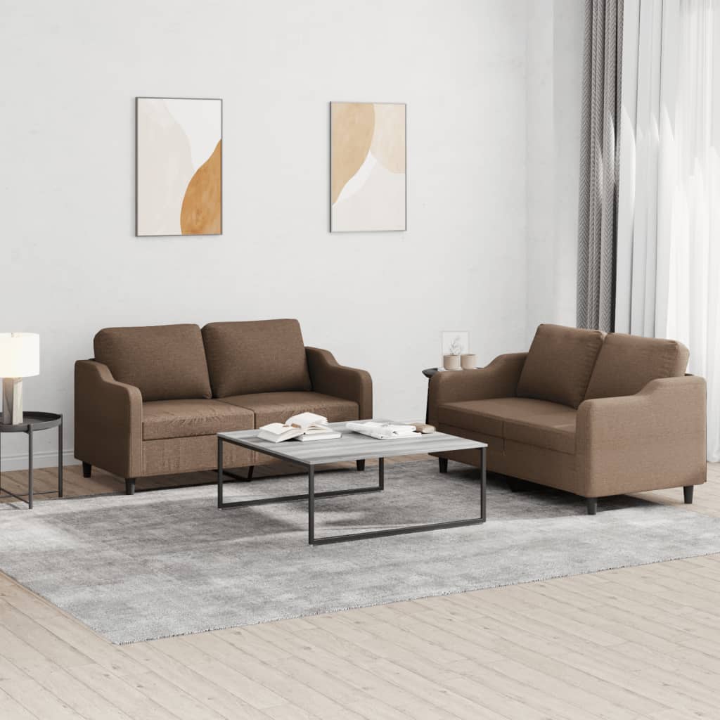 vidaXL 2-dijelni set sofa s jastucima smeđi od tkanine