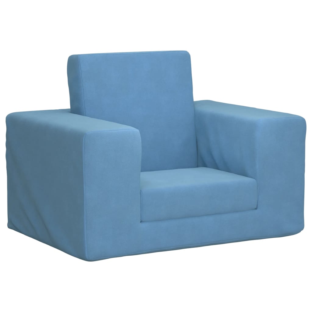 vidaXL Dječji kauč na razvlačenje plavi mekani plišani