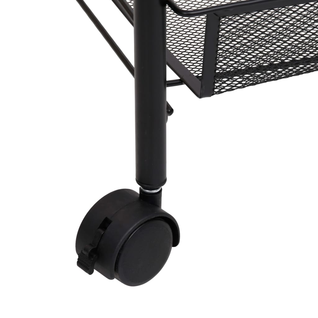 vidaXL Kuhinjska kolica s 3 razine crna 46 x 26 x 64 cm željezna