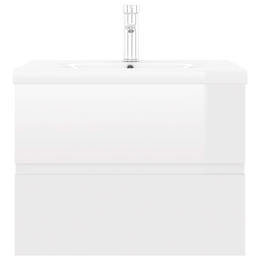 vidaXL Ormarić s ugrađenim umivaonikom visoki sjaj bijeli od iverice