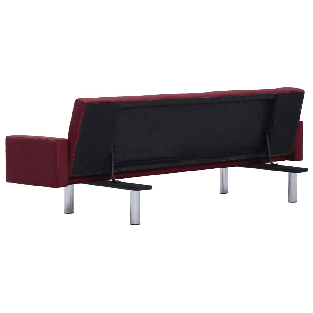 282225 vidaXL Sofa Bed with Armrest Wine Red Polyester