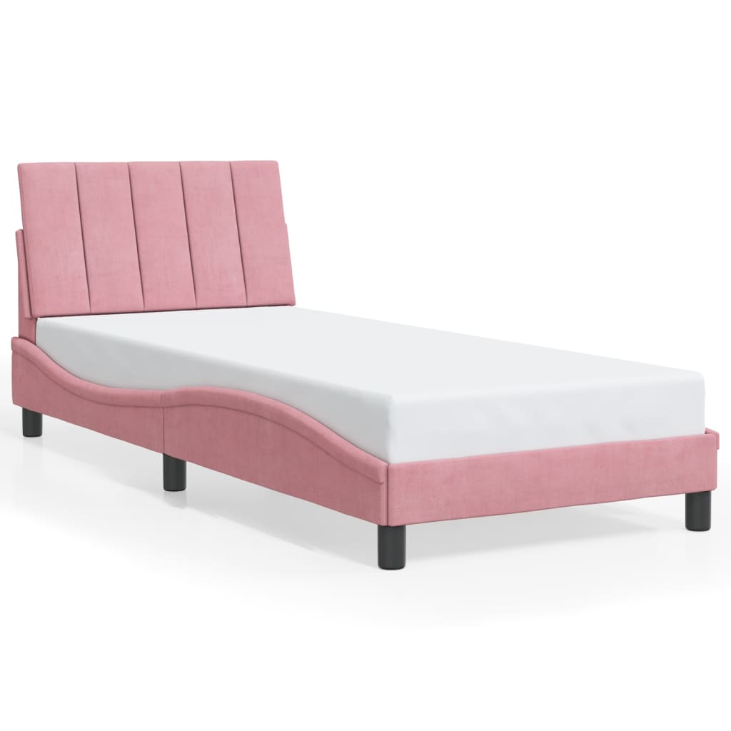 vidaXL Okvir kreveta s LED svjetlima ružičasti 80 x 200 cm baršunasti