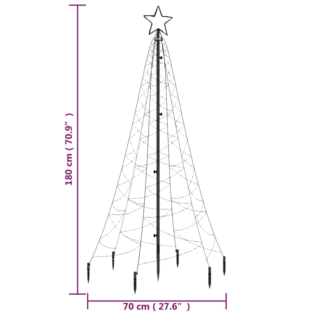 vidaXL Božićno drvce sa šiljkom toplo bijelo 200 LED žarulja 180 cm