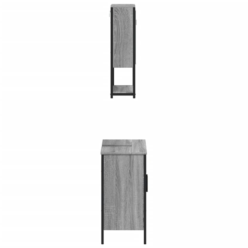 vidaXL 2-dijelni set kupaonskog namještaja siva boja hrasta drveni