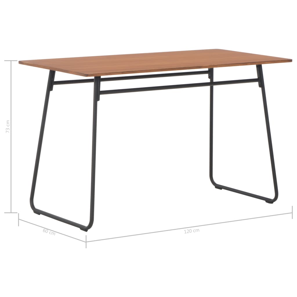 vidaXL Blagovaonski stol smeđi 120x60x73 cm masivna šperploča i čelik