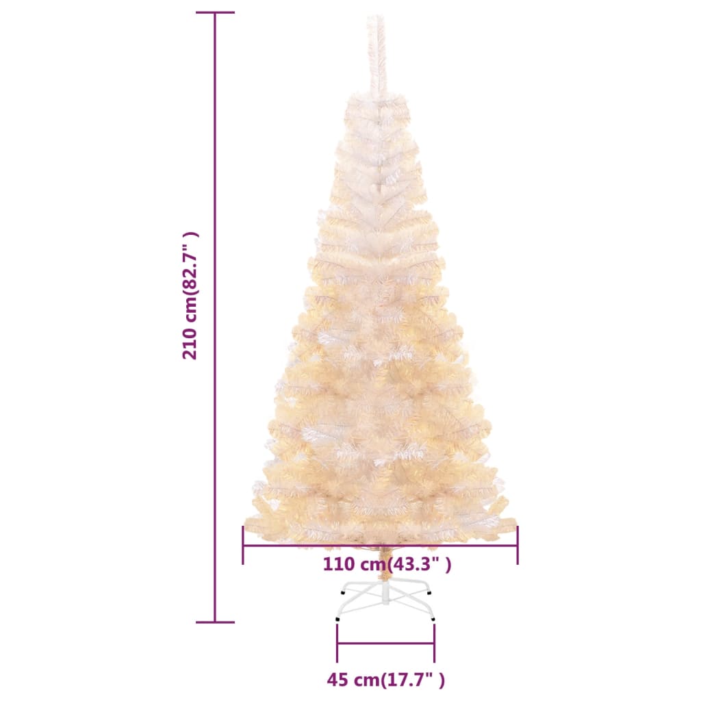 vidaXL Umjetno božićno drvce s obojenim vrhovima bijelo 210 cm PVC