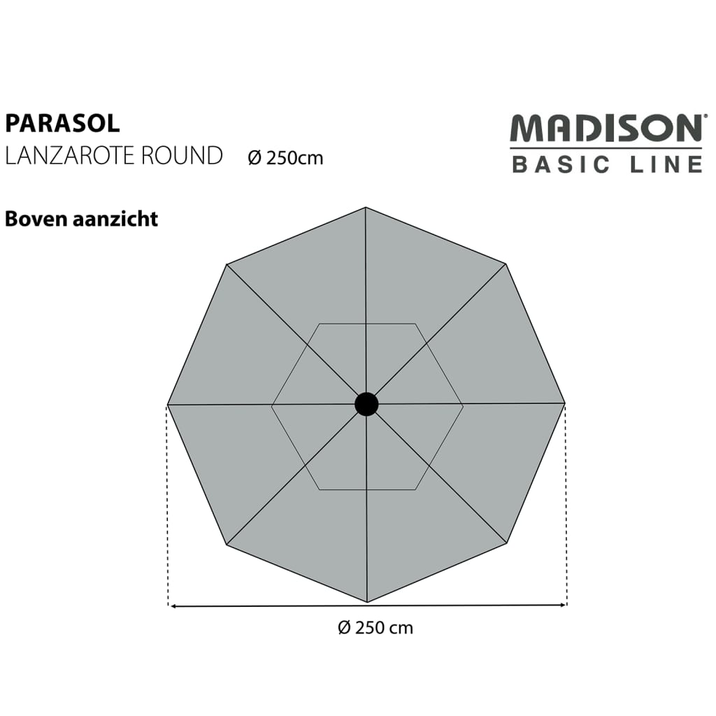 Madison suncobran Lanzarote 250 cm okrugli smeđe-sivi