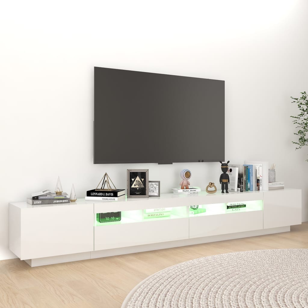 vidaXL TV ormarić s LED svjetlima visoki sjaj bijeli 260 x 35 x 40 cm