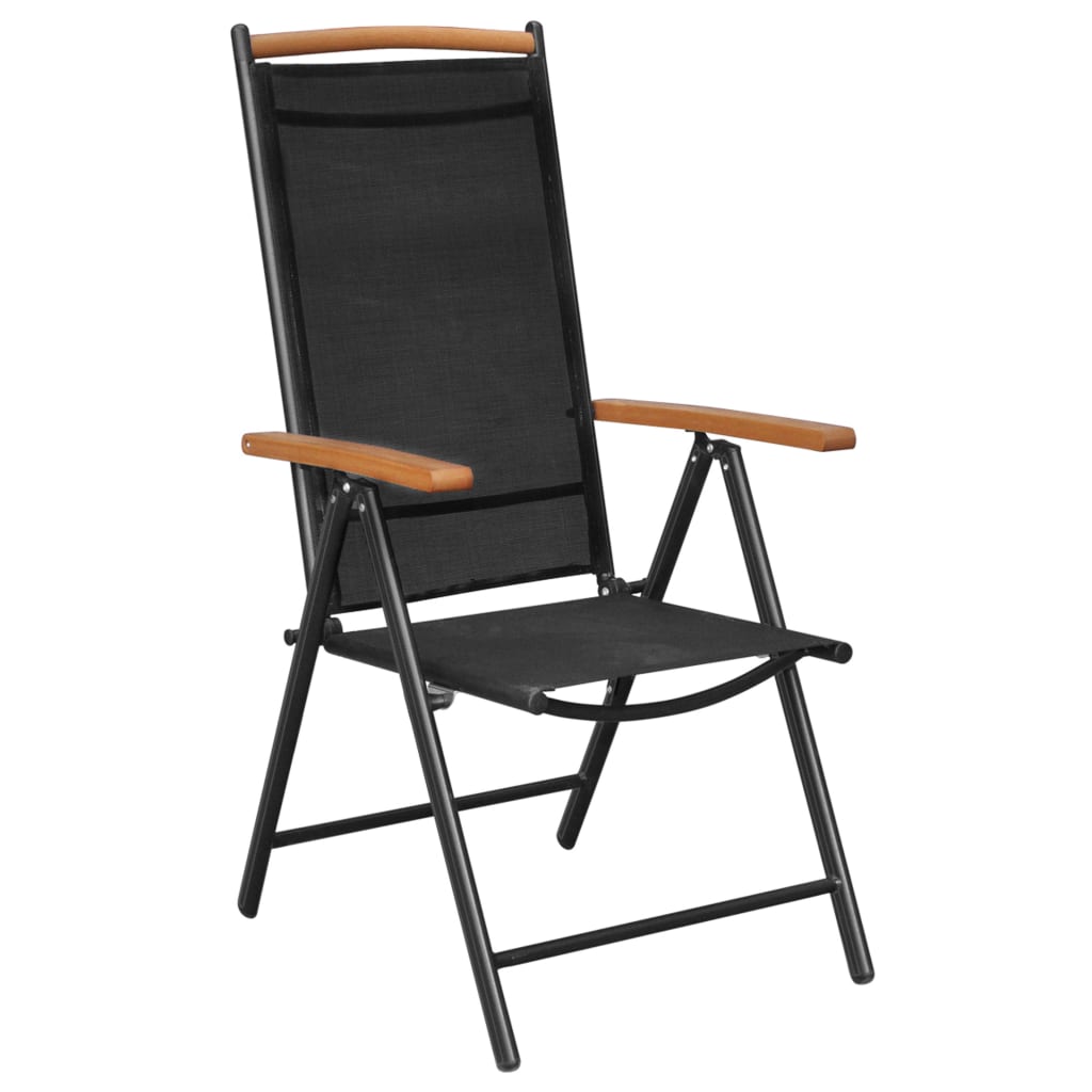 vidaXL Sklopive vrtne stolice 4 kom od aluminija i tekstilena crne