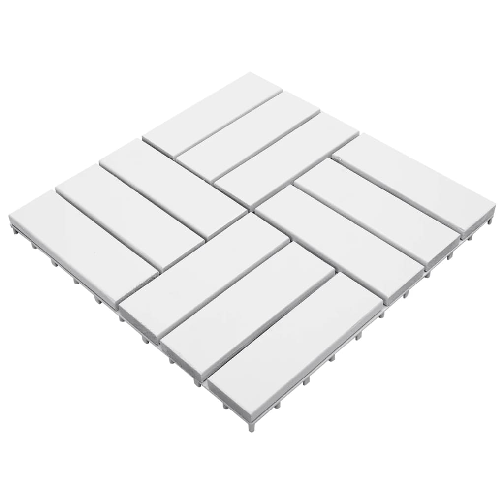 vidaXL Pločice za trijem 30 kom bijele 30 x 30 cm masivno drvo bagrema