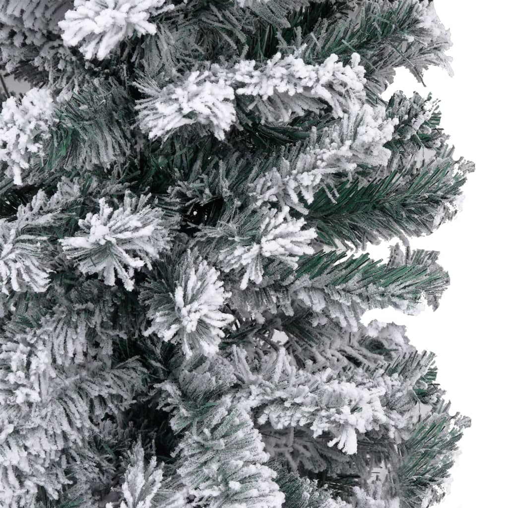 vidaXL Tanko osvijetljeno božićno drvce sa snijegom zeleno 210 cm PVC