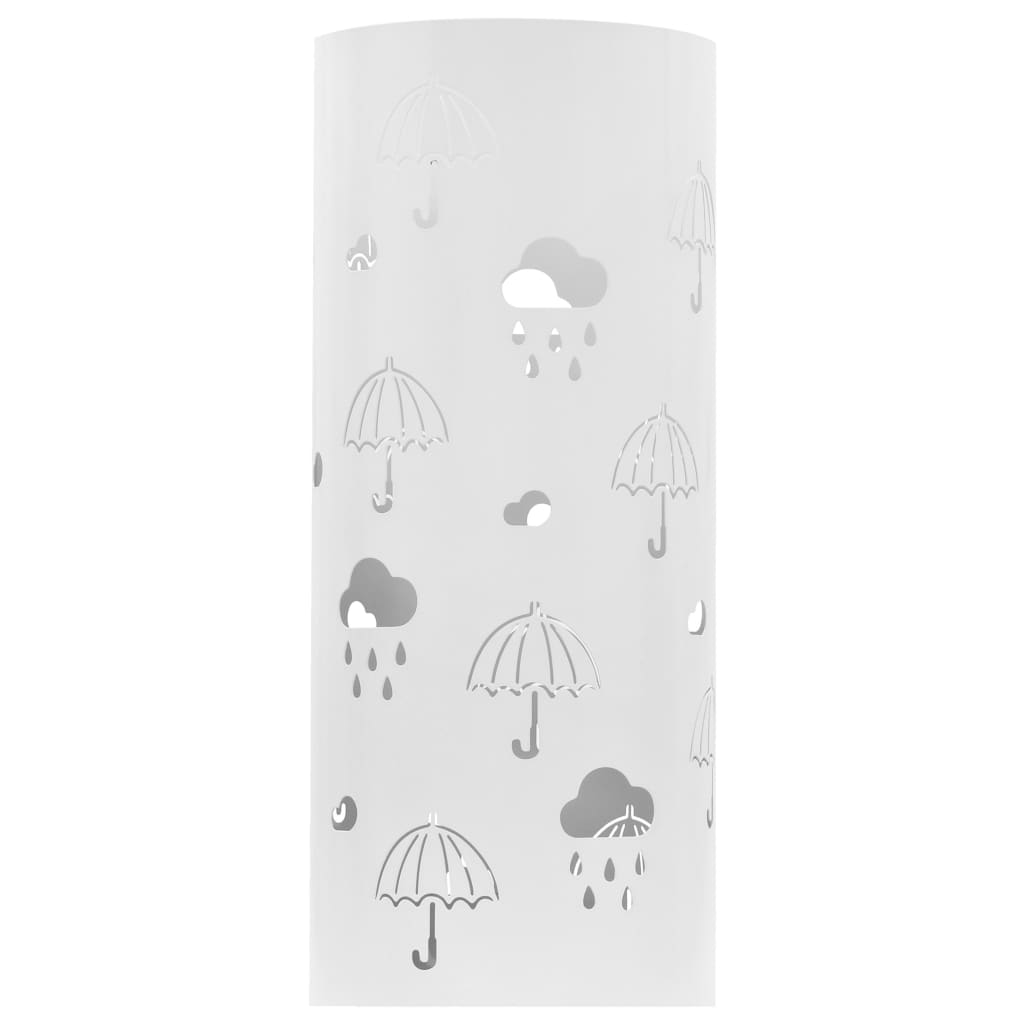 vidaXL Stalak za kišobrane s uzorkom kišobrana čelični bijeli
