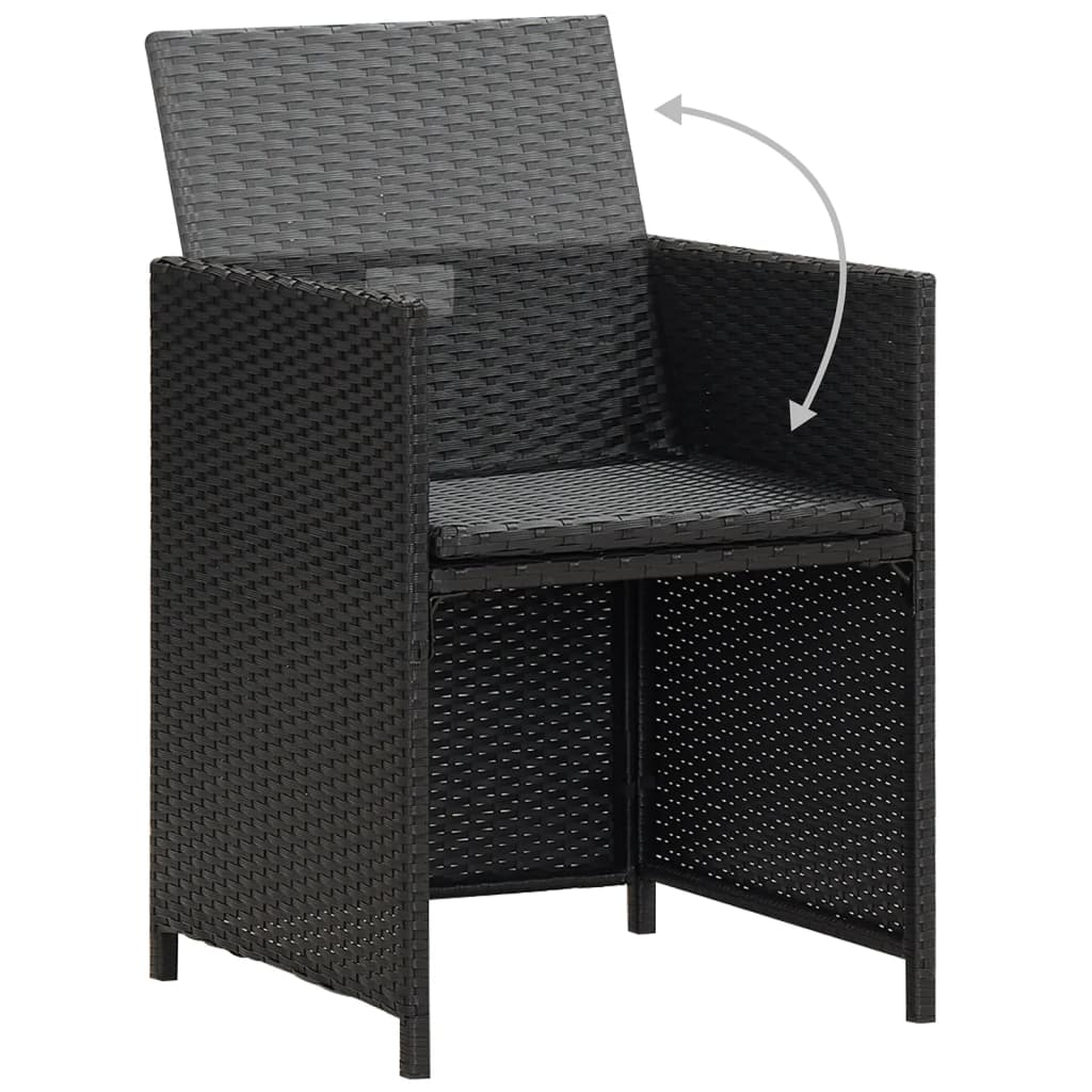 vidaXL Vrtne blagovaonske stolice s jastucima 4 kom crne od poliratana