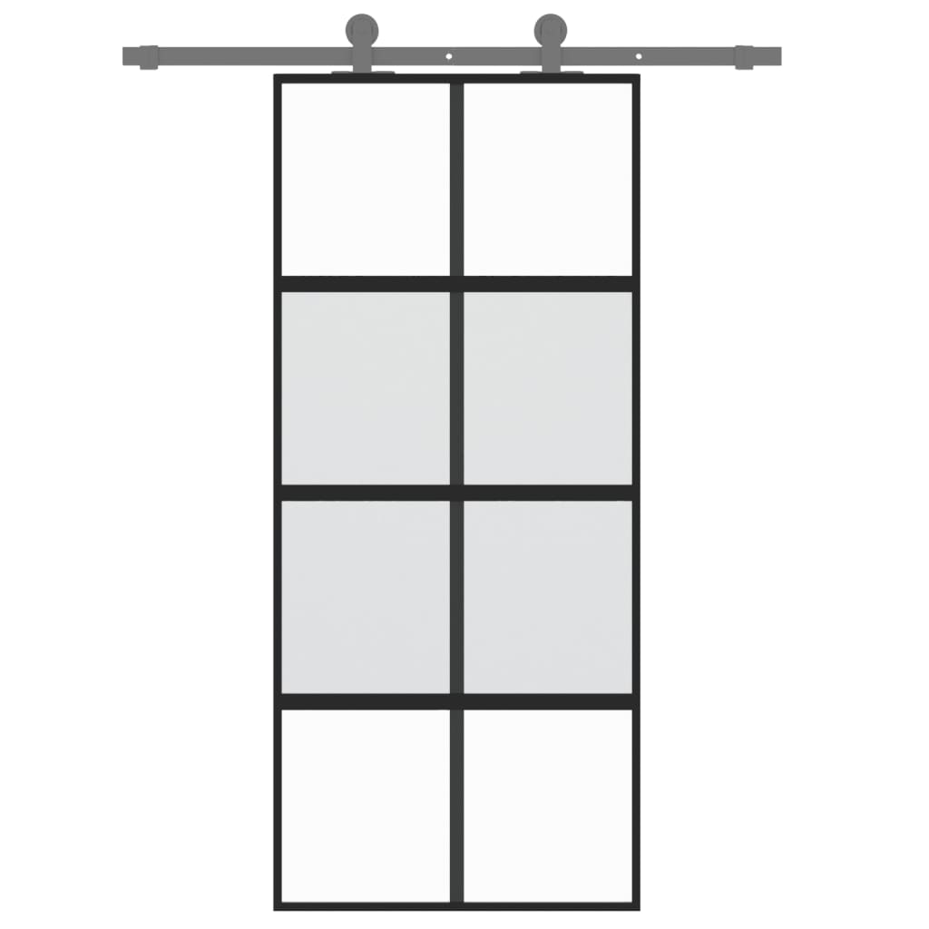 vidaXL Klizna vrata crna 90 x 205 cm od kaljenog stakla i aluminija
