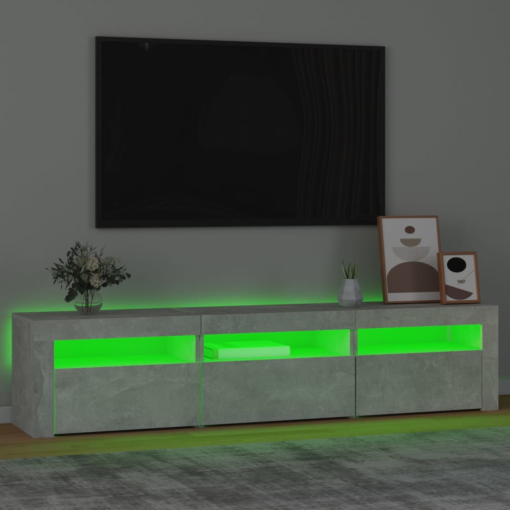 vidaXL TV ormarić s LED svjetlima siva boja betona 180x35x40 cm