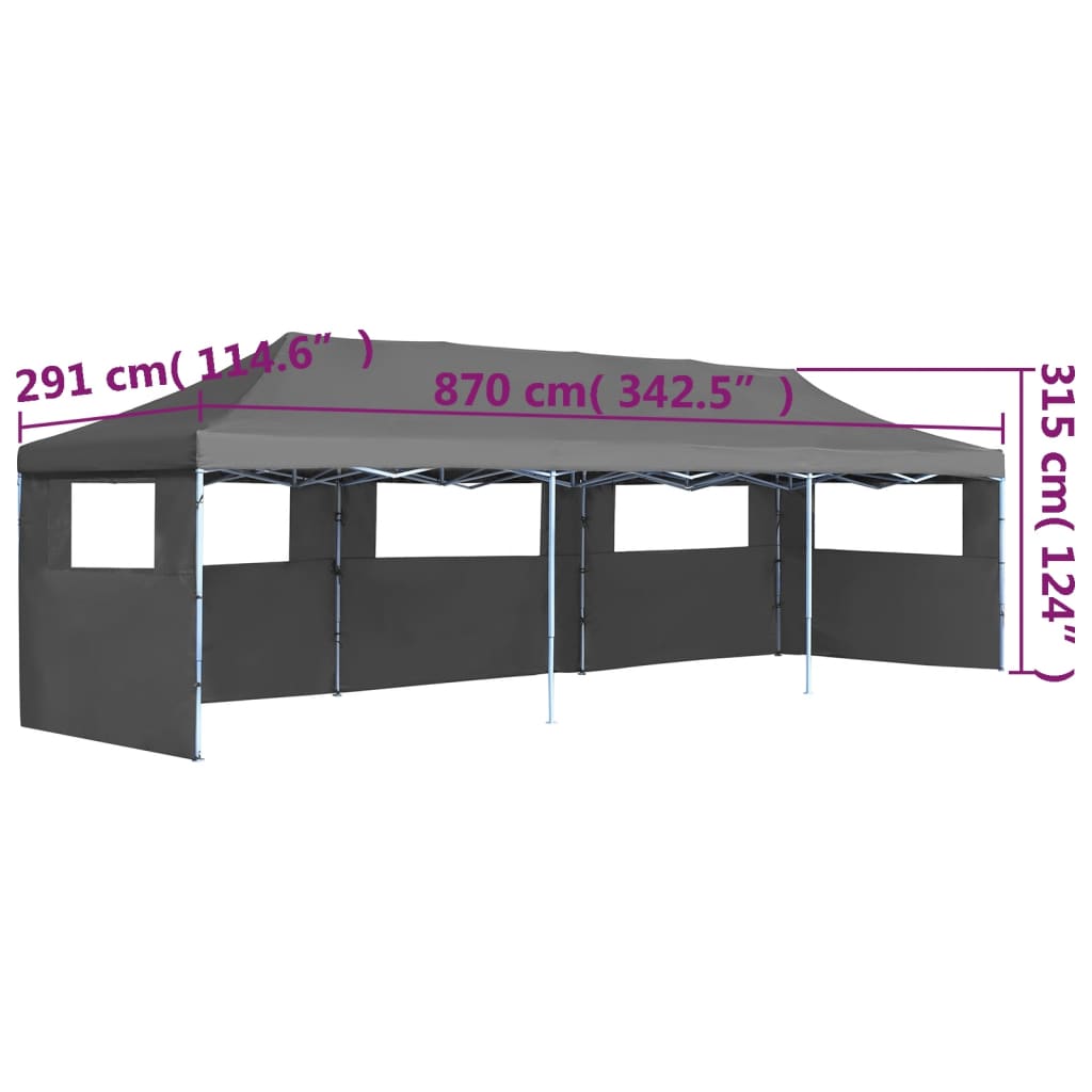 vidaXL Sklopivi šator za zabave s 5 bočnih zidova 3 x 9 m antracit
