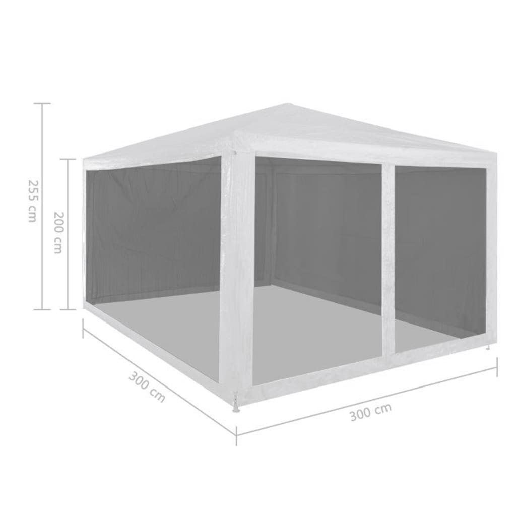 vidaXL Šator za zabave s 4 mrežasta bočna zida 3 x 3 m
