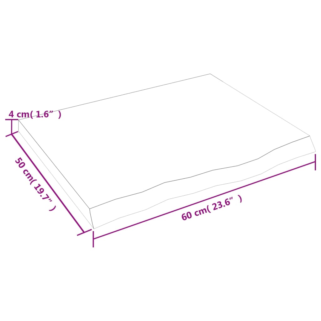 vidaXL Stolna ploča svjetlosmeđa 60x50x(2-4) cm tretirana hrastovina