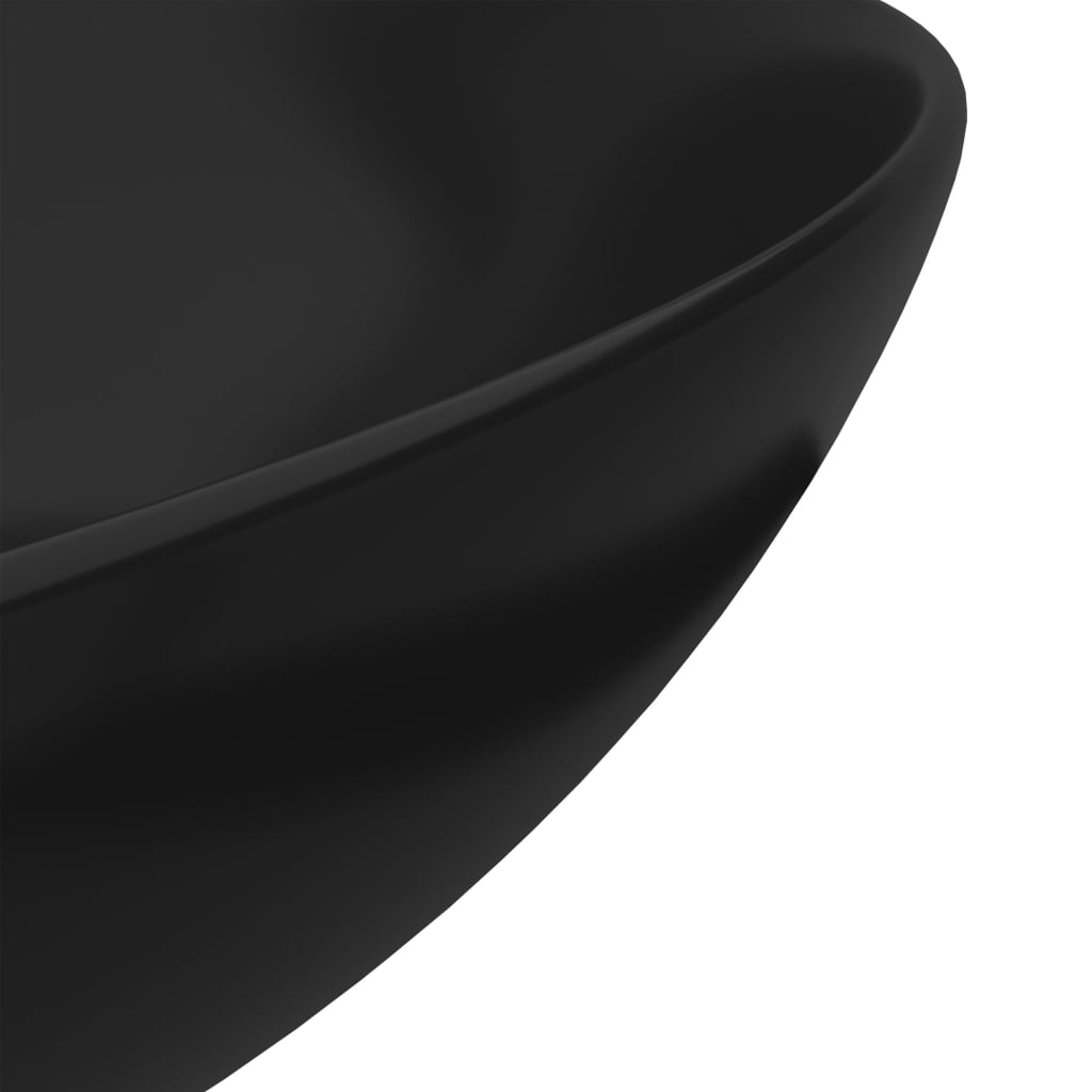 vidaXL Kupaonski umivaonik od keramike mat crni okrugli