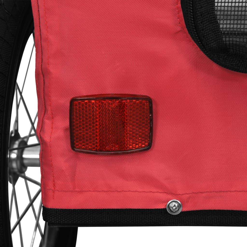 vidaXL Prikolica za bicikl za ljubimce crvena od tkanine i željeza