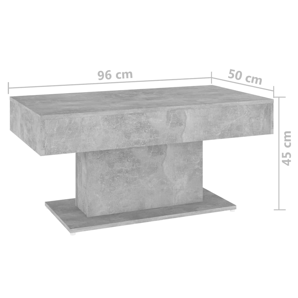 vidaXL Stolić za kavu siva boja betona 96 x 50 x 45 cm od iverice