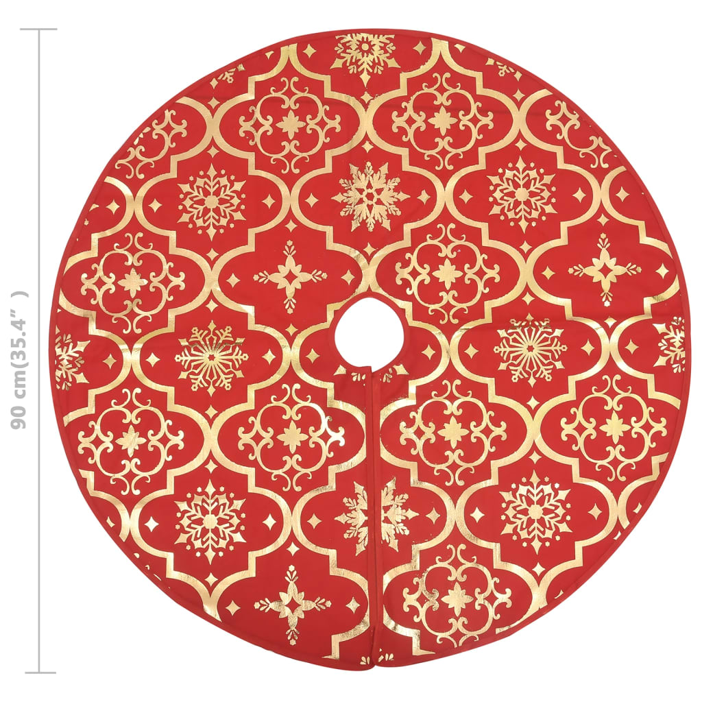 vidaXL Luksuzna podloga za božićno drvce s čarapom crvena 90cm tkanina