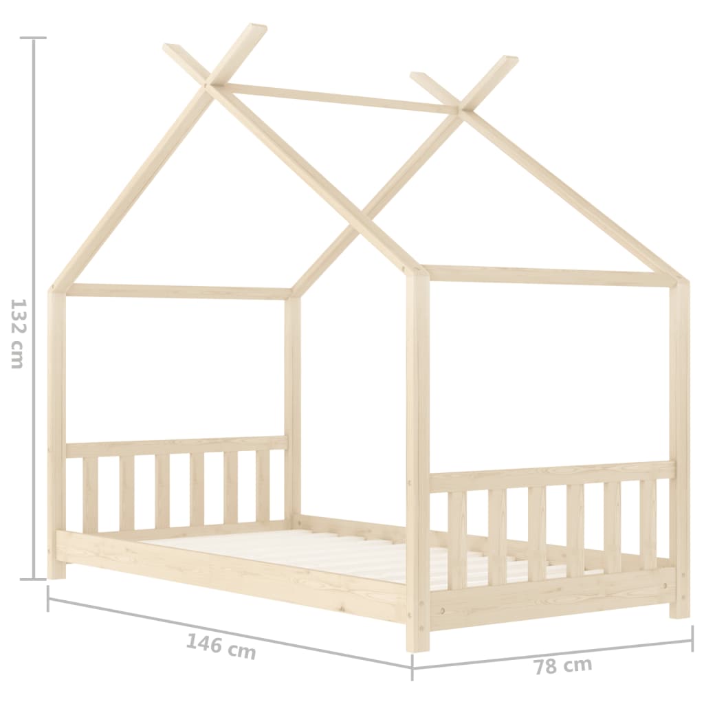 vidaXL Okvir za dječji krevet od masivne borovine 70 x 140 cm