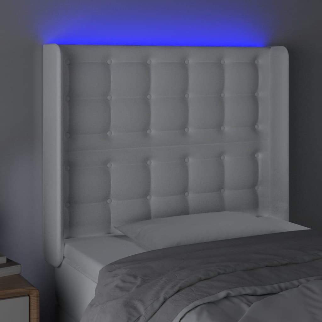 vidaXL LED uzglavlje bijelo 83x16x118/128 cm od umjetne kože