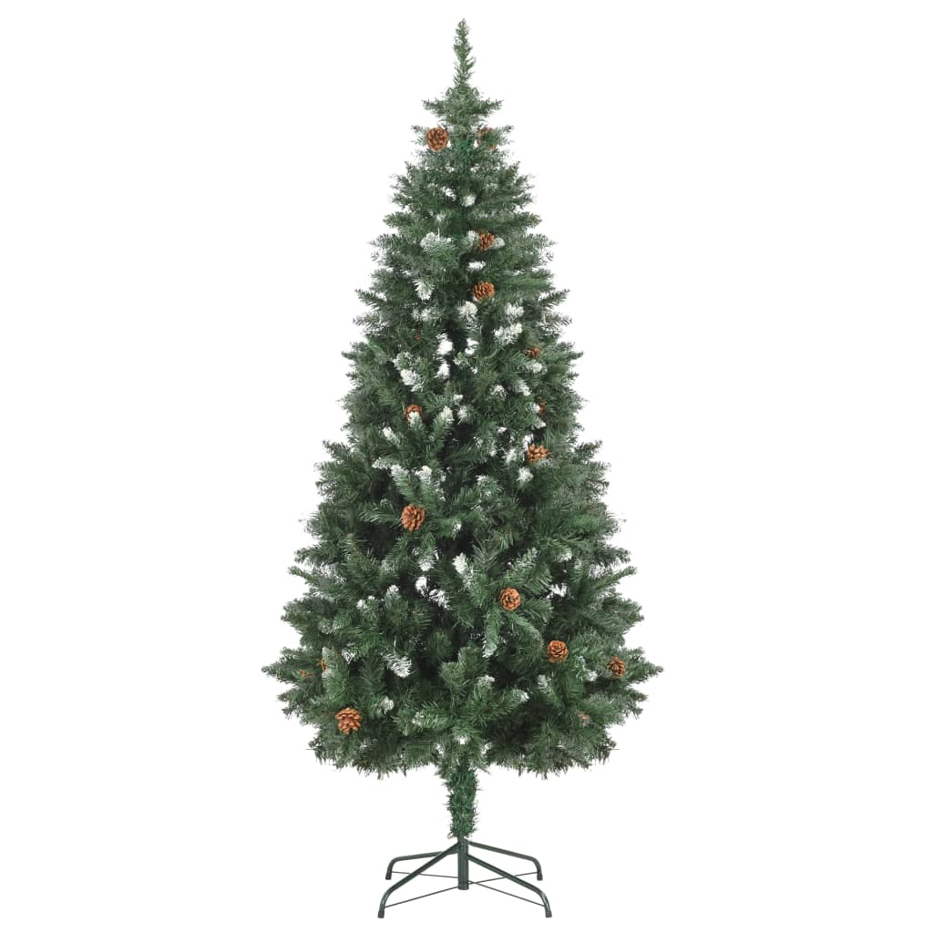 vidaXL Umjetno osvijetljeno božićno drvce s kuglicama i šiškama 180 cm