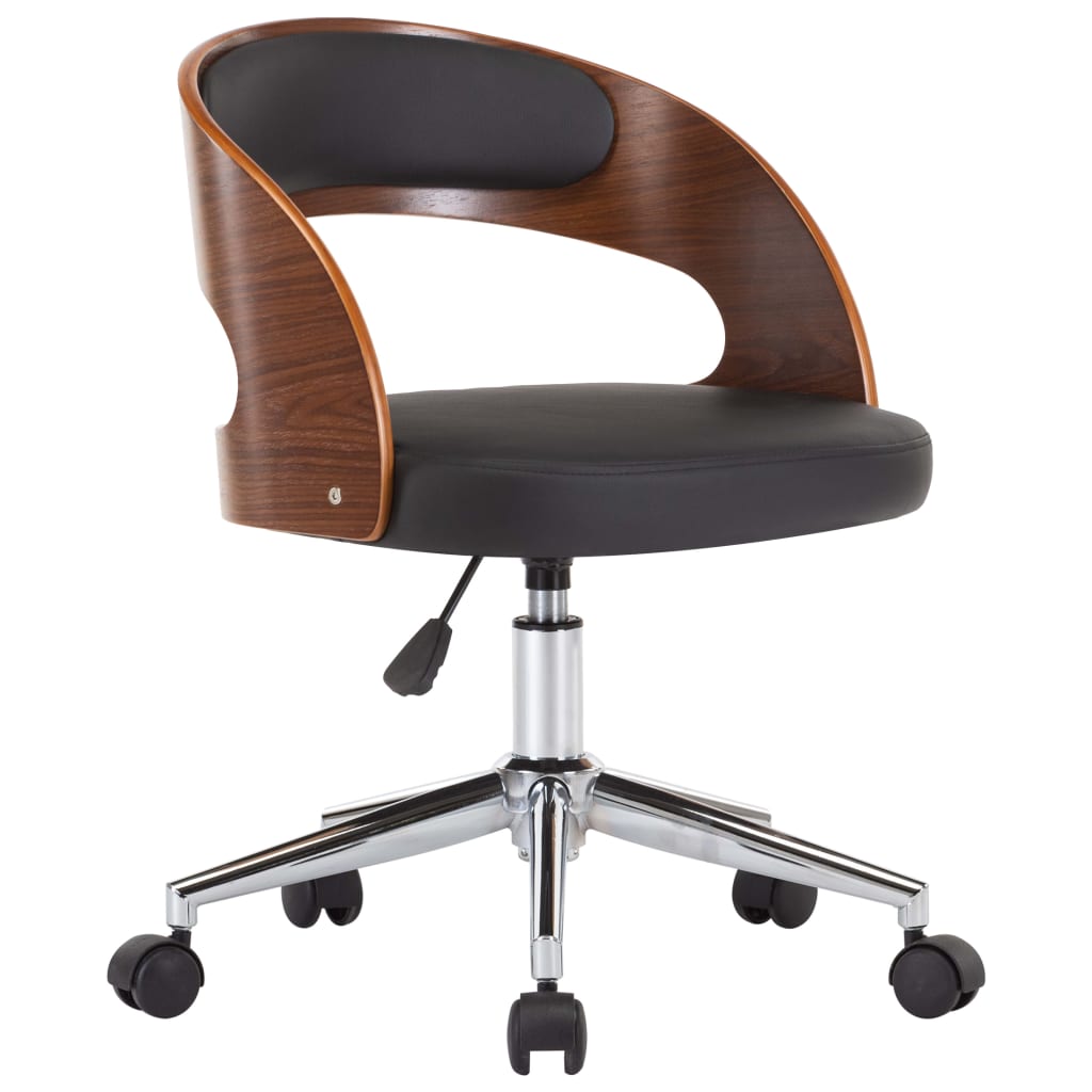 vidaXL Okretna uredska stolica od savijenog drva i umjetne kože crna