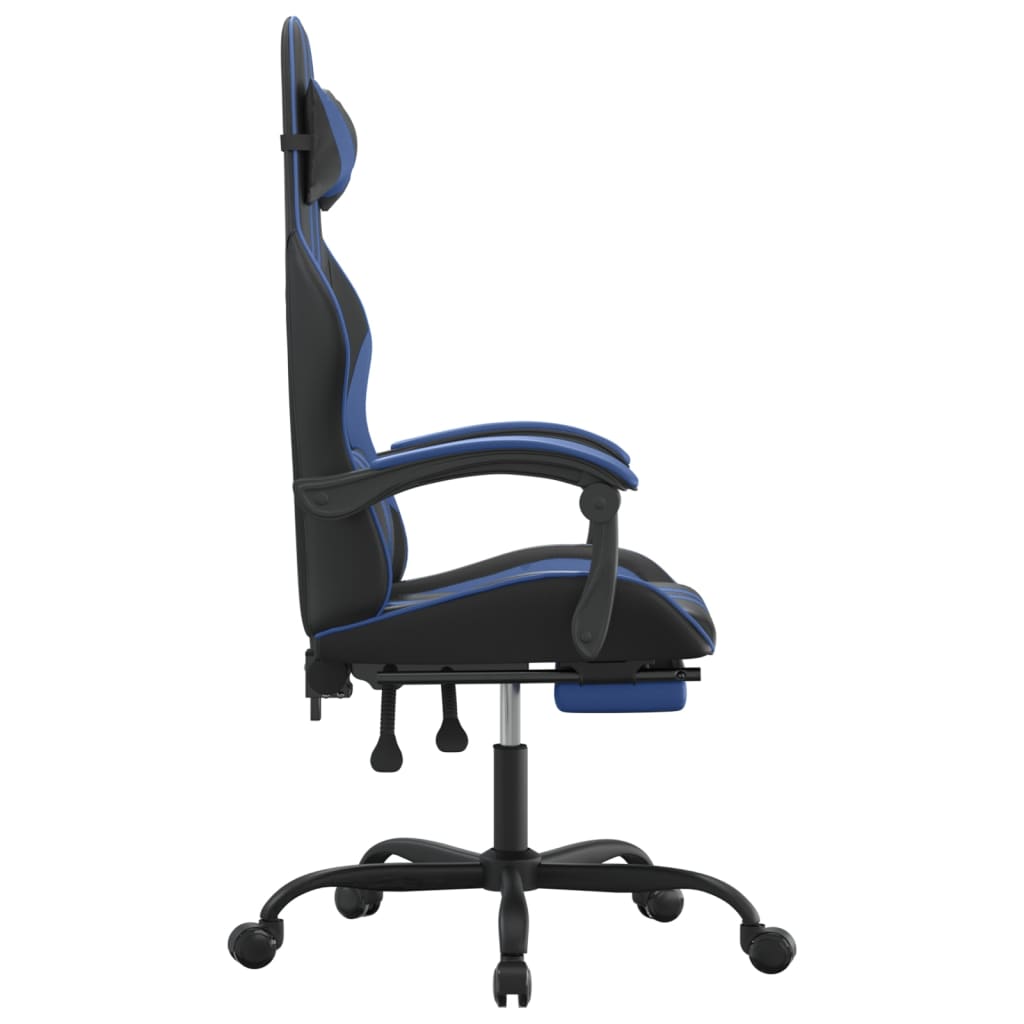 vidaXL Okretna igraća stolica s osloncem crno-plava od umjetne kože