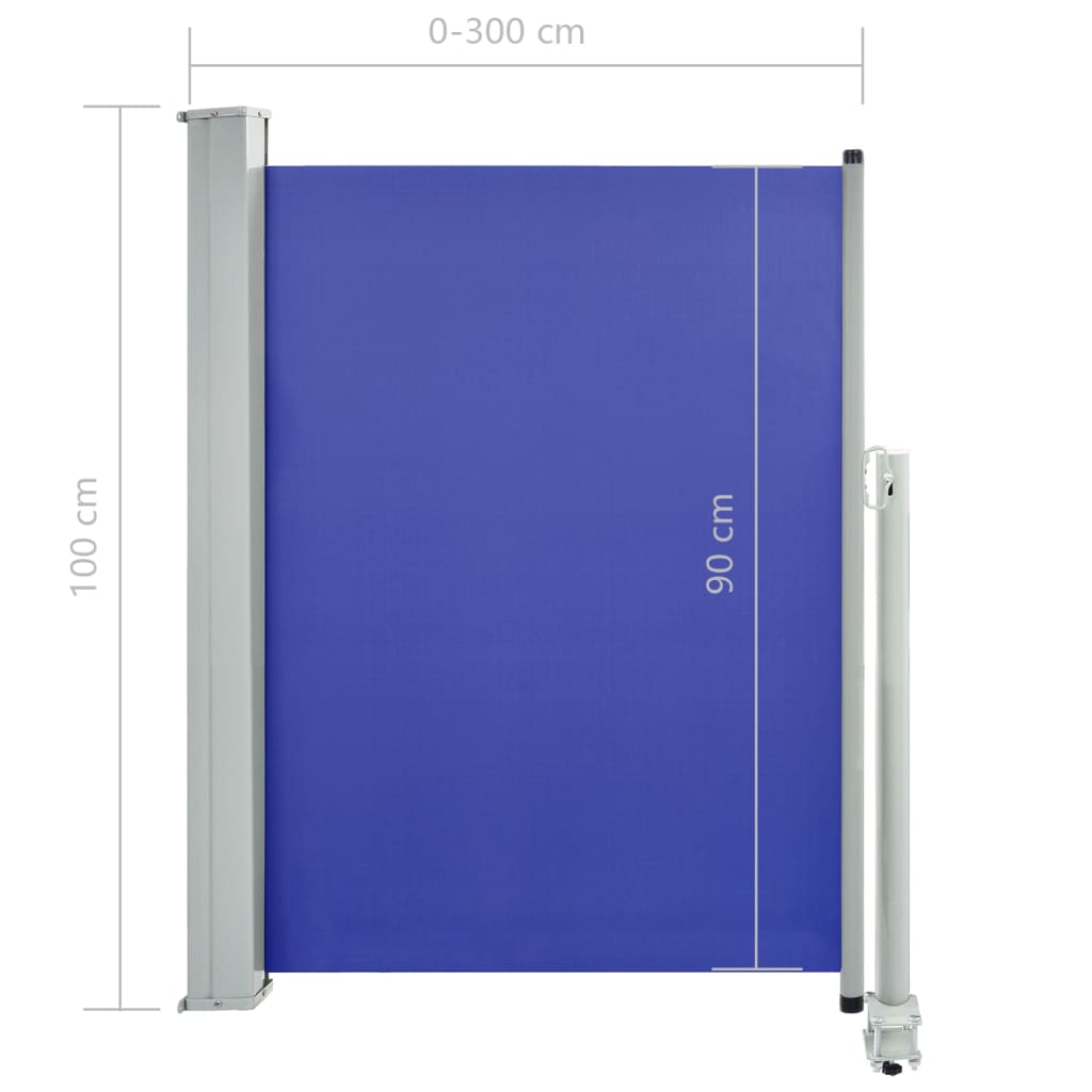 vidaXL Uvlačiva bočna tenda za terasu 100 x 300 cm plava