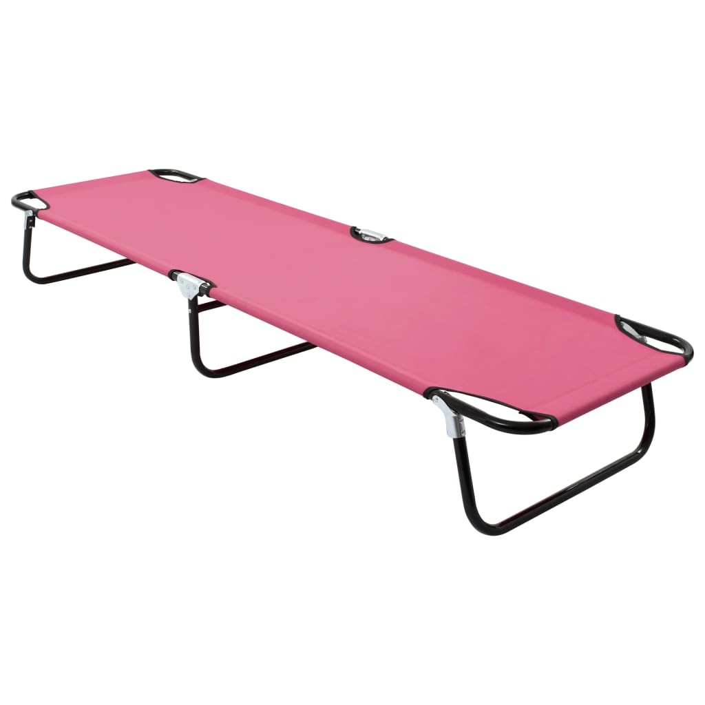 vidaXL Sklopiva ležaljka za sunčanje čelična ružičasta